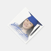 Serviette En Papier Fête de fin d'études avec photo sur script bleu (Coin)