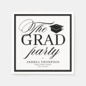 Serviette En Papier Fête de fin d'études minimaliste noir et blanc (Devant)