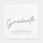 Serviette En Papier Fête de fin d'études noir et blanc Simple Script (Devant)