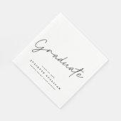 Serviette En Papier Fête de fin d'études noir et blanc Simple Script (Coin)