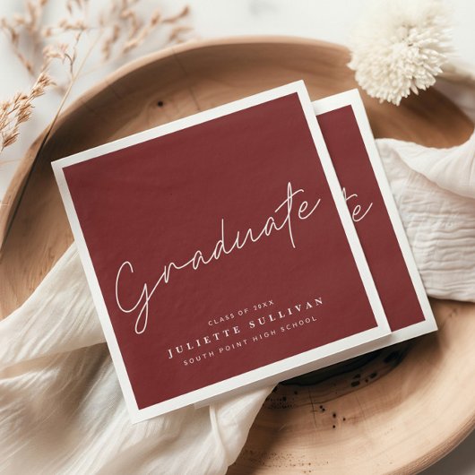 Serviette En Papier Fête de fin d'études Simple Script Marron