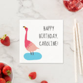 Serviette En Papier Fête de Flamant rose rose corail personnalisé (En situation)