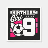 Serviette En Papier Fête de football de 9 ans 9e anniversaire fille (Devant)
