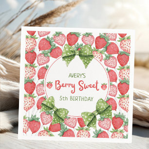 Serviette En Papier Fête de fraise sucrée pour les 5 ans