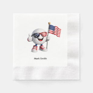Serviette En Papier Fête de golf américaine du 4 juillet