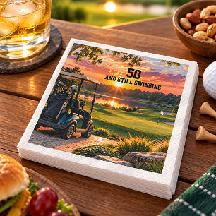 Serviette En Papier Fête de golf pour 50e anniversaire Coucher de sole