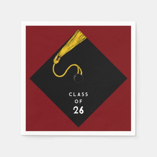 Serviette En Papier Fête de graduation 2025 Maroon Napkins (Devant)
