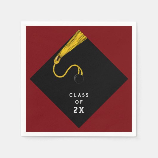 Serviette En Papier Fête de graduation 2025 Maroon Napkins (Devant)