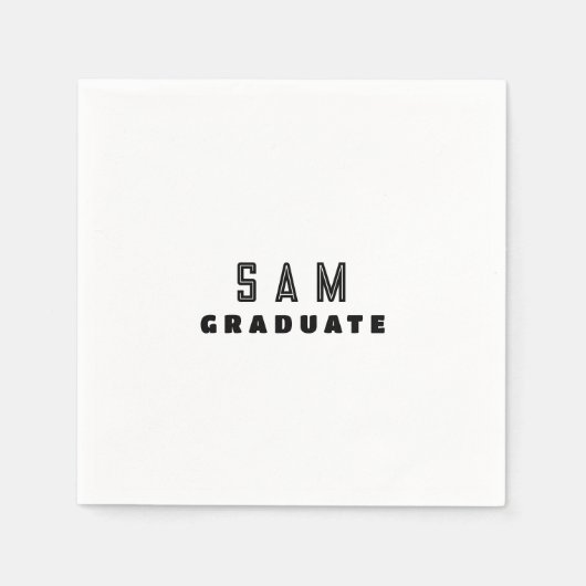 Serviette En Papier Fête de graduation B/W personnalisée (Devant)