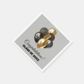 Serviette En Papier Fête de graduation Black and Gold Balloons Grey (Coin)