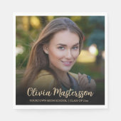 Serviette En Papier Fête de graduation Black Gold Photo (Devant)