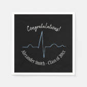 Serviette En Papier Fête de graduation cardiologue noir et bleu (Devant)