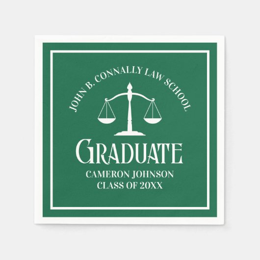 Serviette En Papier Fête de graduation de l'école de droit blanc perso (Devant)