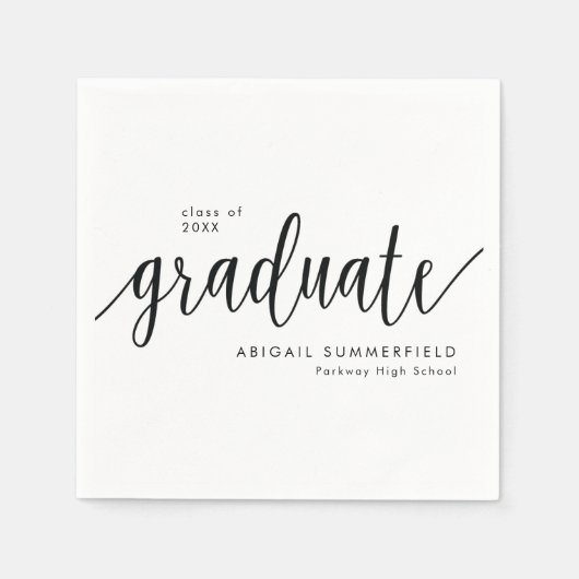 Serviette En Papier Fête de graduation de script classique moderne (Devant)