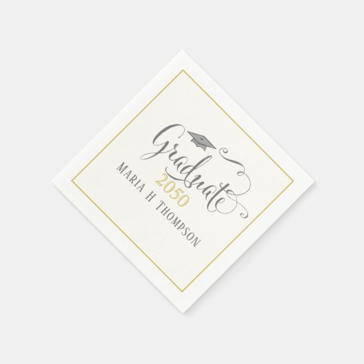 Serviette En Papier Fête de graduation de script simple personnalisée (Coin)