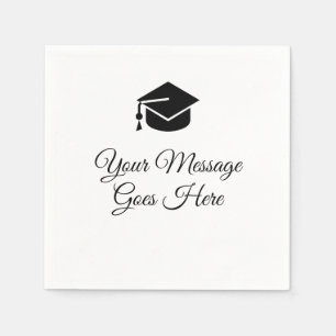 Serviette En Papier Fête de graduation en noir et blanc de script mode