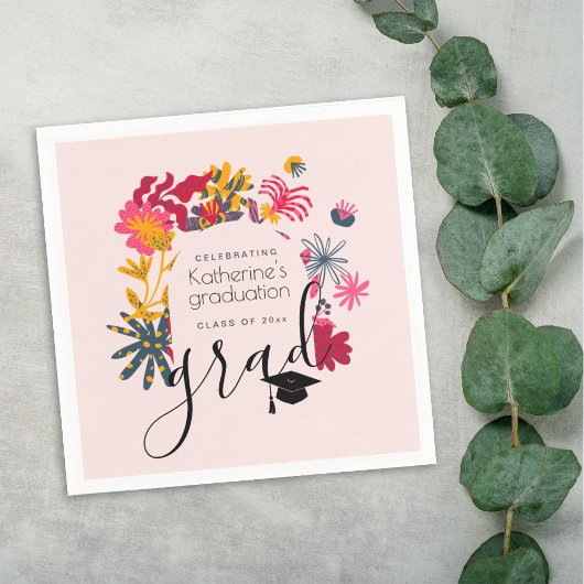 Serviette En Papier Fête de graduation florale Boho Rose Arch moderne