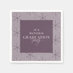 Serviette En Papier Fête de graduation géométrique et script moderne