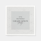 Serviette En Papier Fête de graduation géométrique et script moderne (Devant)