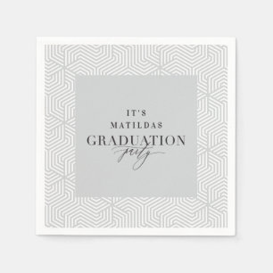 Serviette En Papier Fête de graduation géométrique et script moderne