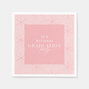 Serviette En Papier Fête de graduation géométrique et script moderne