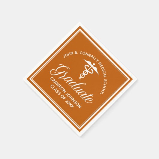 Serviette En Papier Fête de graduation Médicale Orange personnalisée (Coin)