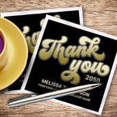 Serviette En Papier Fête de graduation Merci noir et or