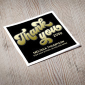 Serviette En Papier Fête de graduation Merci noir et or