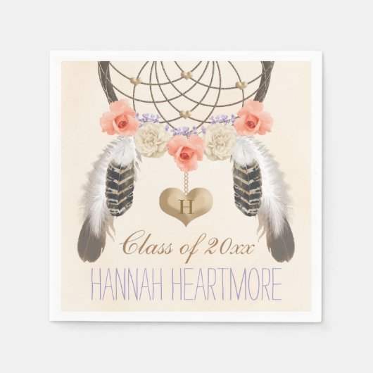 Serviette En Papier Fête de graduation Monogrammed Boho Dream Catcher (Devant)