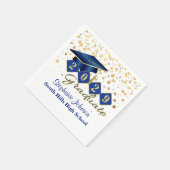 Serviette En Papier Fête de graduation personnalisée Blue Gold (Coin)