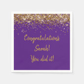 Serviette En Papier Fête de graduation personnalisée Purple & Or perso (Devant)