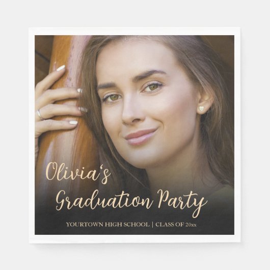 Serviette En Papier Fête de graduation photo manuscrite de script (Devant)