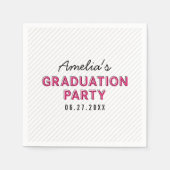 Serviette En Papier Fête de graduation rose moderne Stripes (Devant)