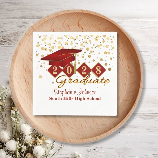 Serviette En Papier Fête de Graduation Rouge et Or
