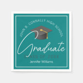 Serviette En Papier Fête de graduation Turquoise moderne (Devant)
