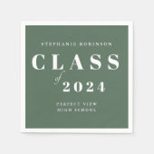 Serviette En Papier Fête de graduation verte Sage Simple (Devant)