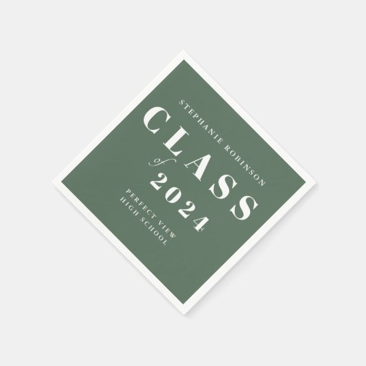 Serviette En Papier Fête de graduation verte Sage Simple (Coin)