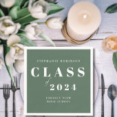 Serviette En Papier Fête de graduation verte Sage Simple