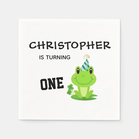 Serviette En Papier Fête de grenouille Premières Anniversaire Marais V (Devant)