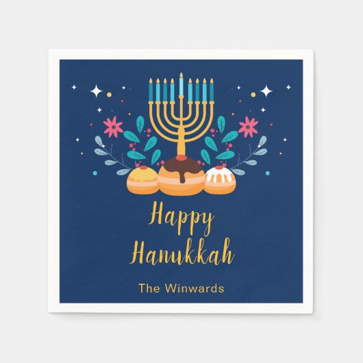 Serviette En Papier Fête de Hanoukka avec menorah (Devant)