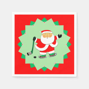 Serviette En Papier Fête de hockey des Fêtes de Noël