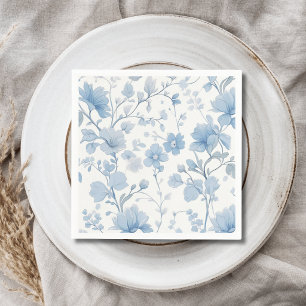 Serviette En Papier Fête de jardin fantaisiste élégante florale bleue