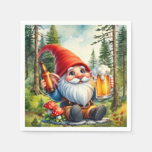 Serviette En Papier fête de la bière cool gnome (Devant)