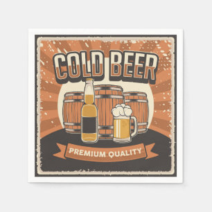 Serviette En Papier fête de la bière froide rétro cool