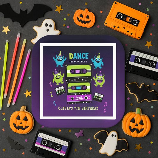 Serviette En Papier Fête de la Danse Monster Anniversaire | Neon Boogi