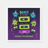 Serviette En Papier Fête de la Danse Monster Anniversaire | Neon Boogi (Devant)