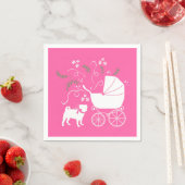 Serviette En Papier Fête de la fête du chien Carlin rose (En situation)