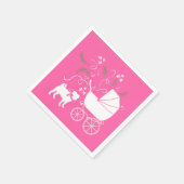 Serviette En Papier Fête de la fête du chien Carlin rose (Coin)