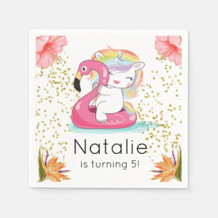 Serviette En Papier Fête de la piscine de la licorne tropicale