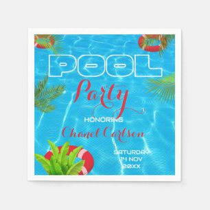 Serviette En Papier Fête de la piscine tropicale Anniversaire d'été
